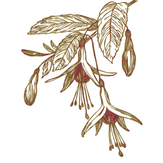 Floral Spray, Gull Og Rødt, Ganske