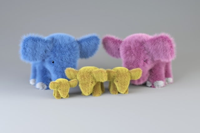 Free elephants family toys illustration