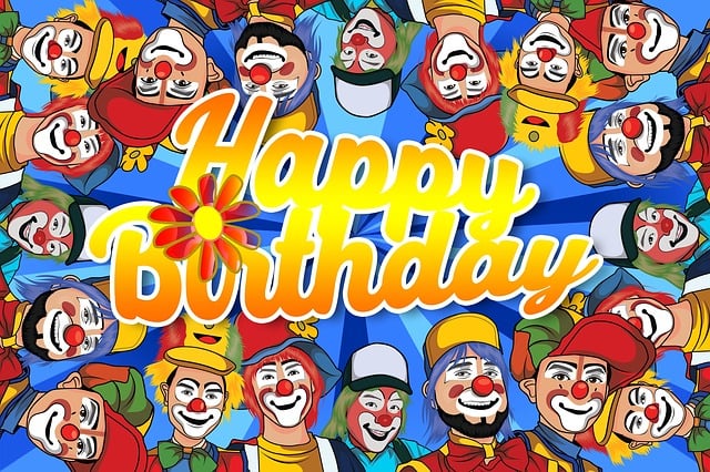 Free date of birth clowns fun illustration