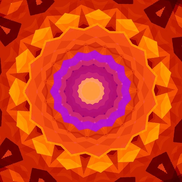 Mandala, Oransje, Rosa, Lys, Abstrakt