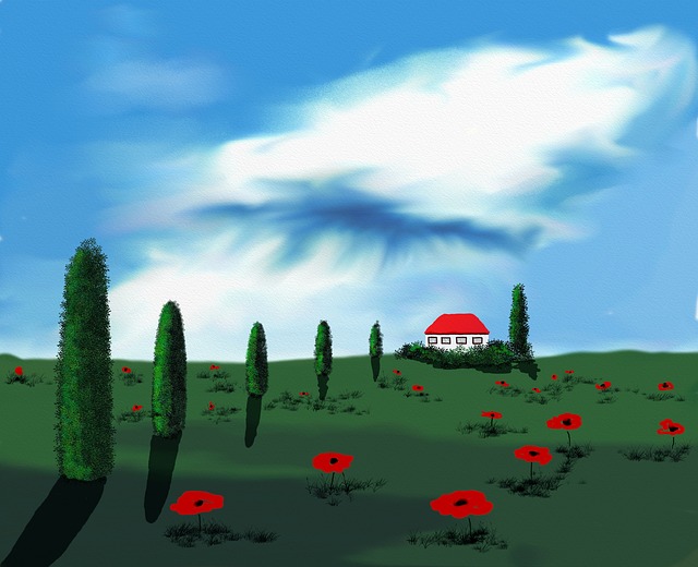 Free tuscany digital watercolor illustration