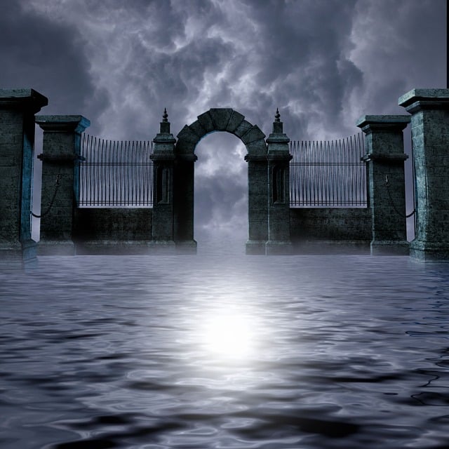 Free gate water clouds illustration