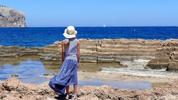 Humano, Chica, Verano, Mar, Azul