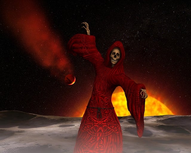 Free devil skeleton mystical illustration