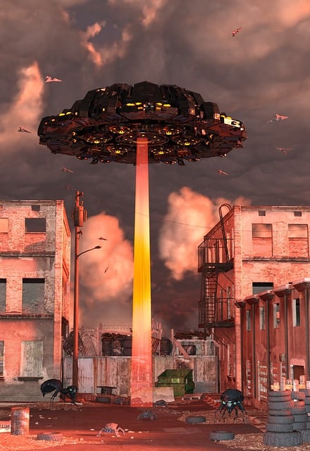 Free invasion spaceship surreal illustration