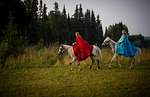 horse, forest, girls