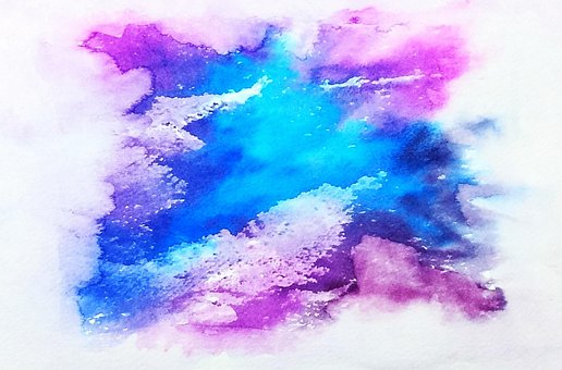 Galáxia, Aquarela, Azul, Roxa, Espirrar