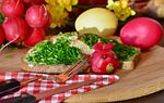 bread, chives, radishes