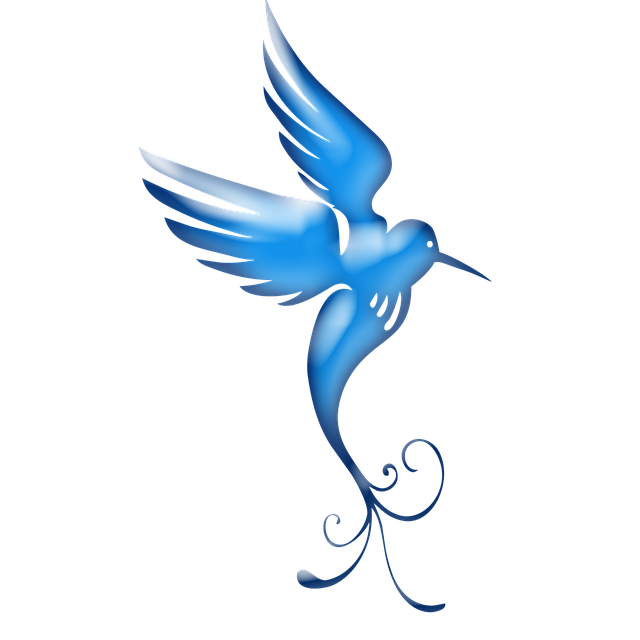 Free bird blue satin stylized illustration