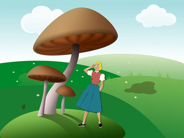Free mushroom landscape green illustration