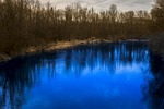 river, trees, mirroring