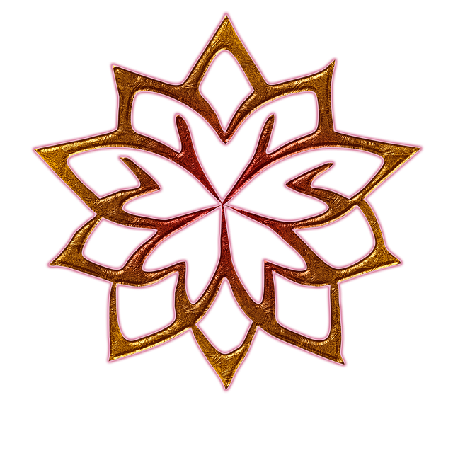 Free abstract shape outline floral gold illustration