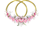 frame flora, double hearts gold, pink roses