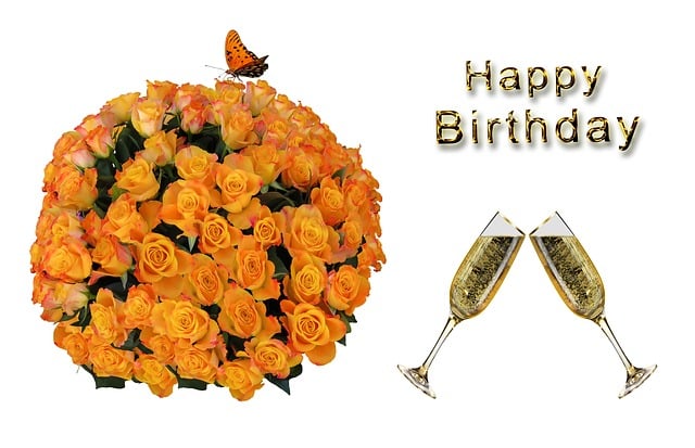 Free flower birthday bouquet birthday card illustration