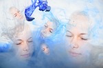 faces, blue, art