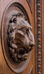 lion, head, wood