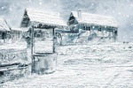 winter, house, well