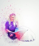girl, umbrella, lollipop