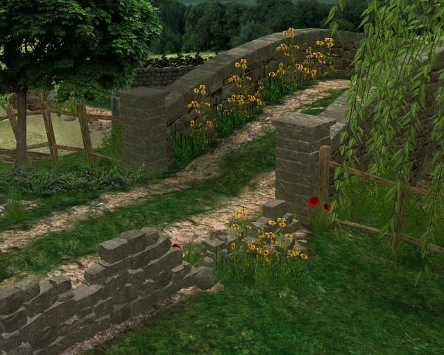 Free bridge stone bridge digital illustration