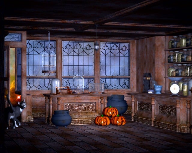 Free magic wizards halloween illustration