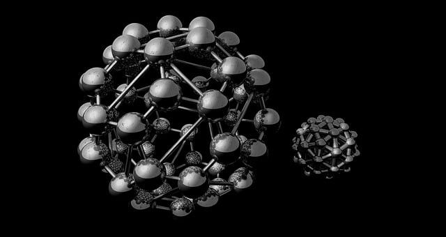 Free buckyball polyhedron models of the atom illustration