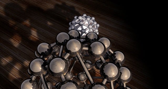 Free buckyball polyhedron models of the atom illustration