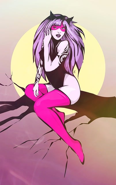 Free illustration young woman drawing illustration