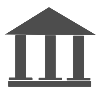 A drawing of sliding roofs on both sides of a building made up of 3 pillars on a solid foundation depicting a bank