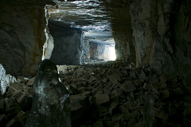 gallery, cave, light, stones, ice, cold, cube, cave, cave, cave, cave, cave