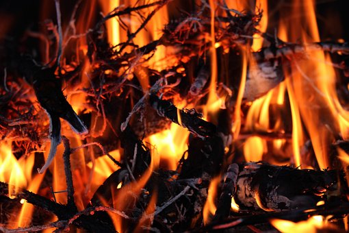 Flammer, Ild, Brændende, Træ, Ristning