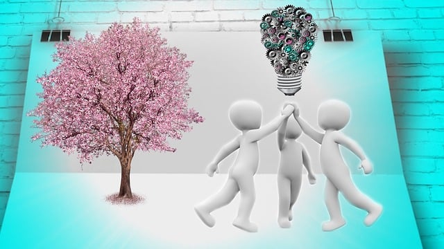 Free joint project management work together illustration