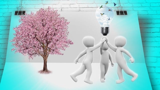 Free joint project management work together illustration