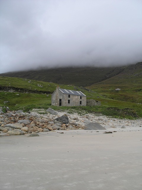 Irlanda, Praia, Casa, Costa, Nuvens