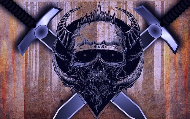 Craniu, Mort, Sabie, Fundal, Grunge