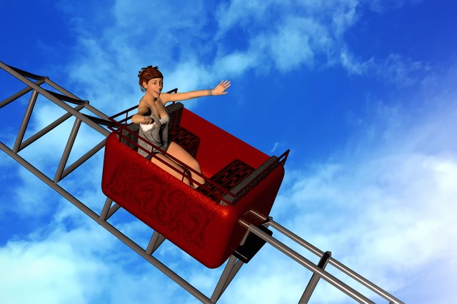 Free roller coaster woman amusement park illustration