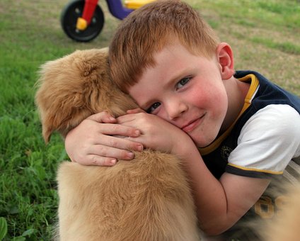 Chiot, Garçon, L'Amour, Mignon, Heureux