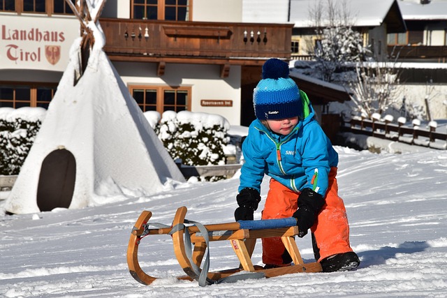 Sleeën, Kinderen, Winter, Hohe Salve