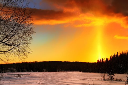 Sonnenuntergang, Winter, Landschaft