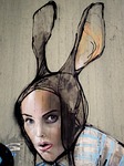 graffiti, hare, woman