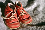 children's shoe, child's shoe, red