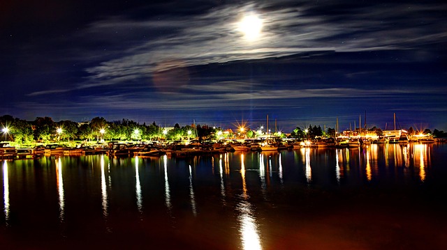 Noite, Porto, Cidade, Céu Noturno, Agua