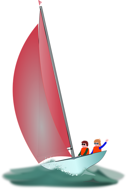 Free sail on the wind sailboat vector