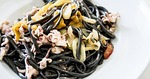 black linguine, seafood, pasta