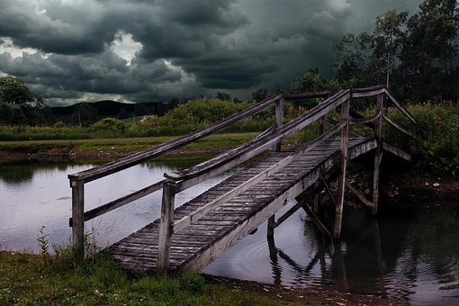Sturm, Brücke, Wolken, Dunkel, Alt