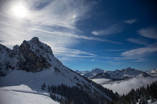 Berge, Himmel, Wolken, Blau, Natur