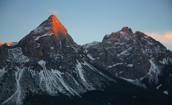 Alpen, Alpenglühen, Berge, Gebirge