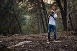 christmas, white shirt, jeans