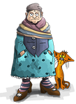 grandma, cat, the old lady