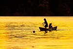 sister, evening, fish caught