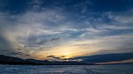 sunset, lake, clouds